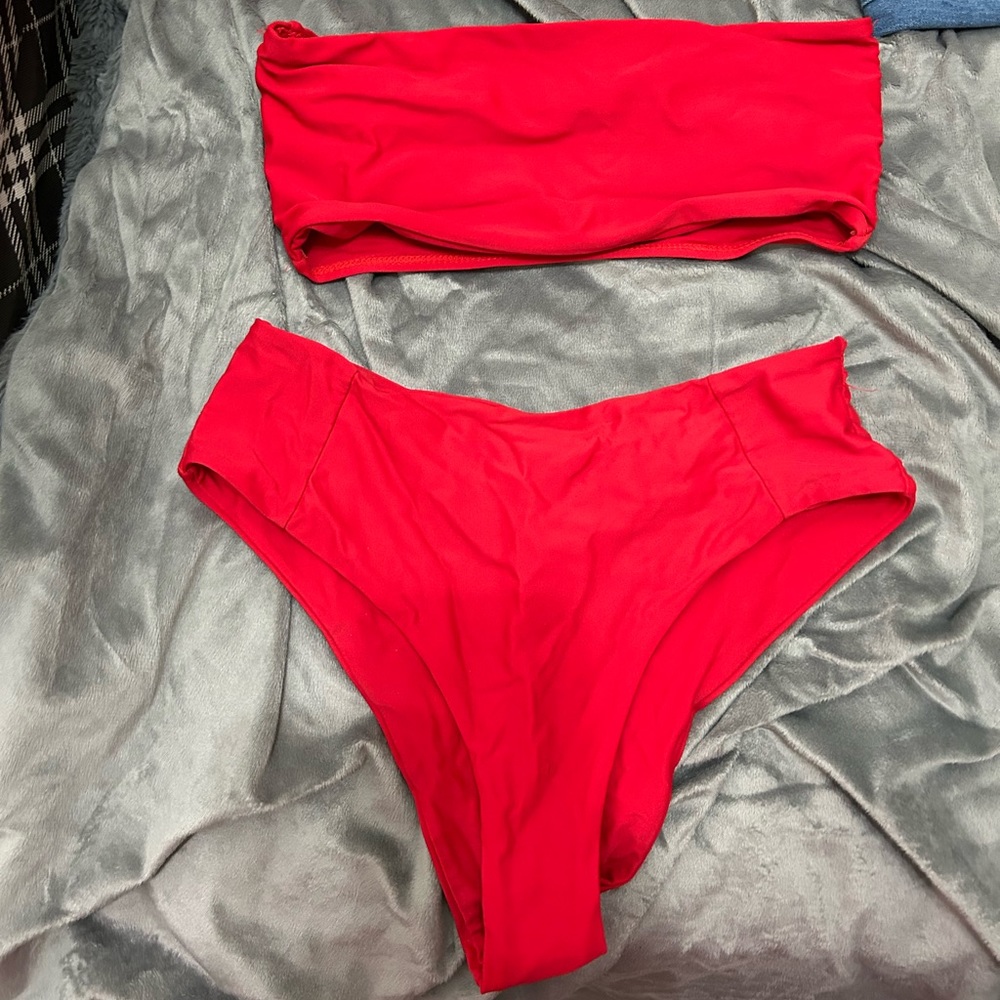 Red and Pink Romwe bathing suits selling together size Small for both.